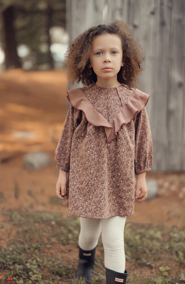 Manière Kids' Floral Ruffle Long Sleeve Dress, Alternate, color, 