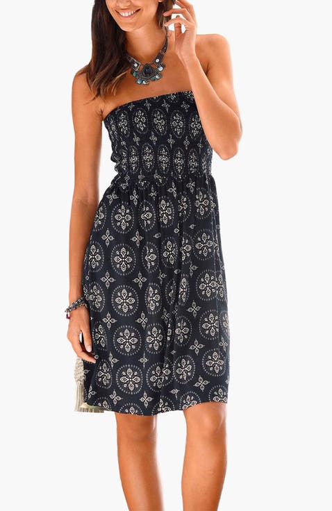 Women's Patterned Bandeau Dress