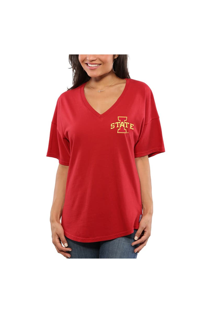 SPIRIT JERSEY Women's Cardinal Iowa State Cyclones Spirit Jersey Oversized T-Shirt, Alternate, color, Cardinal