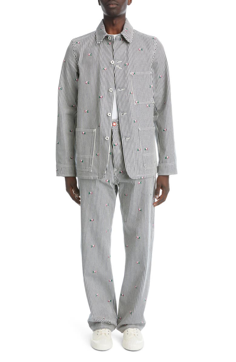 KENZO Rinse Stripe Workwear Denim Shirt Jacket, Alternate, color, 