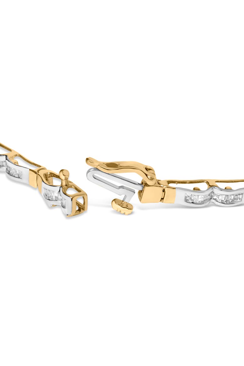 10k Yellow Gold 1.00 Cttw Baguette-Cut Channel Diamond Link Bracelet, Alternate, color, Yellow Gold