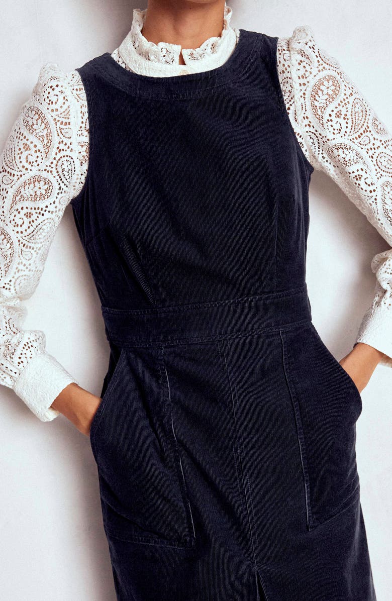 Boden Ula Sleeveless Corduroy Midi Dress, Alternate, color, Midnight Blue