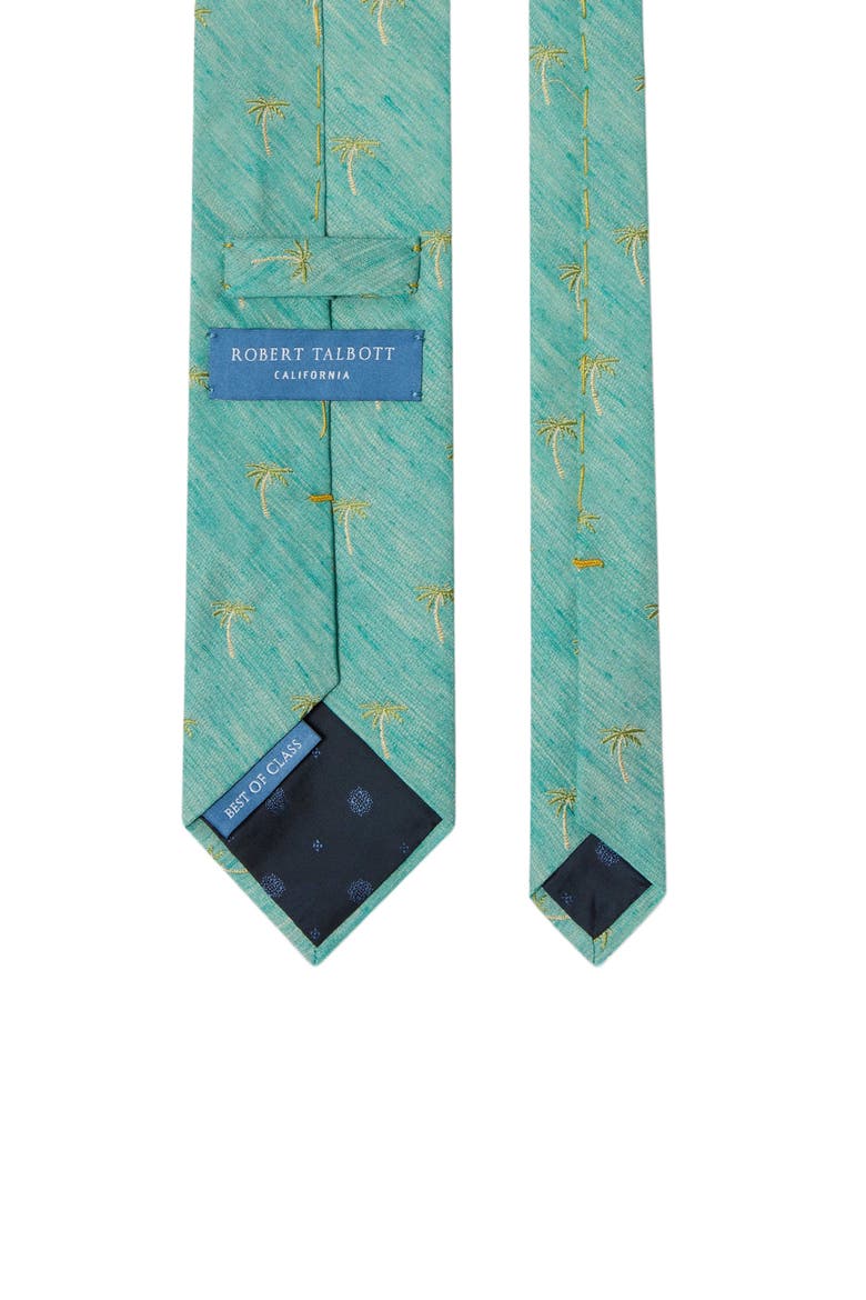 Robert Palm Silk Linen Best of Class Necktie, Alternate, color, Aqua