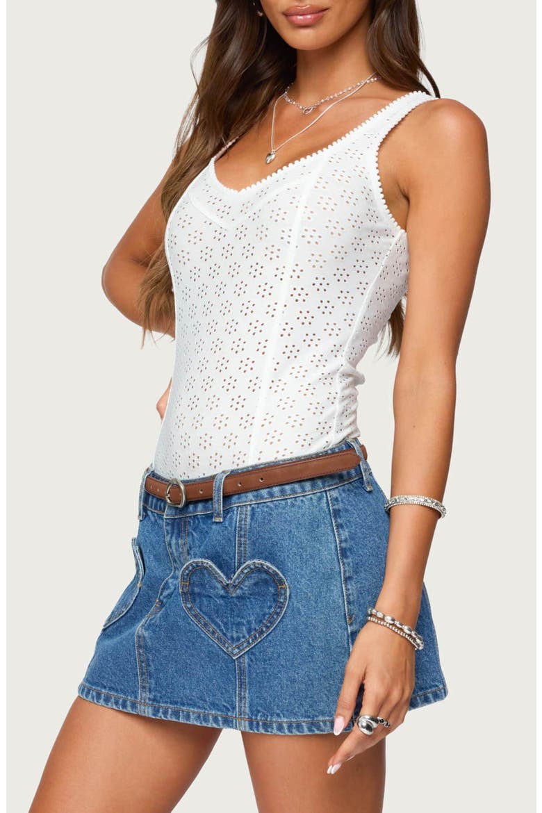 Clementina Eyelet Bodysuit, Alternate, color, WHITE