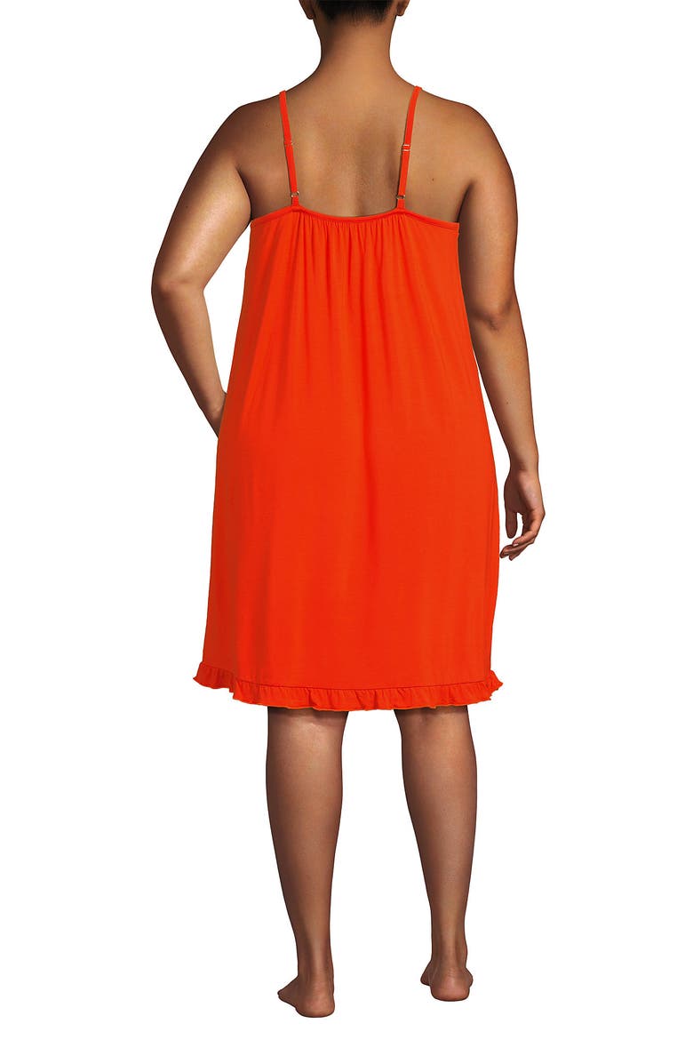 Plus Size Cooling Knee Length Slip Nightgown, Alternate, color, Vivid Tangerine