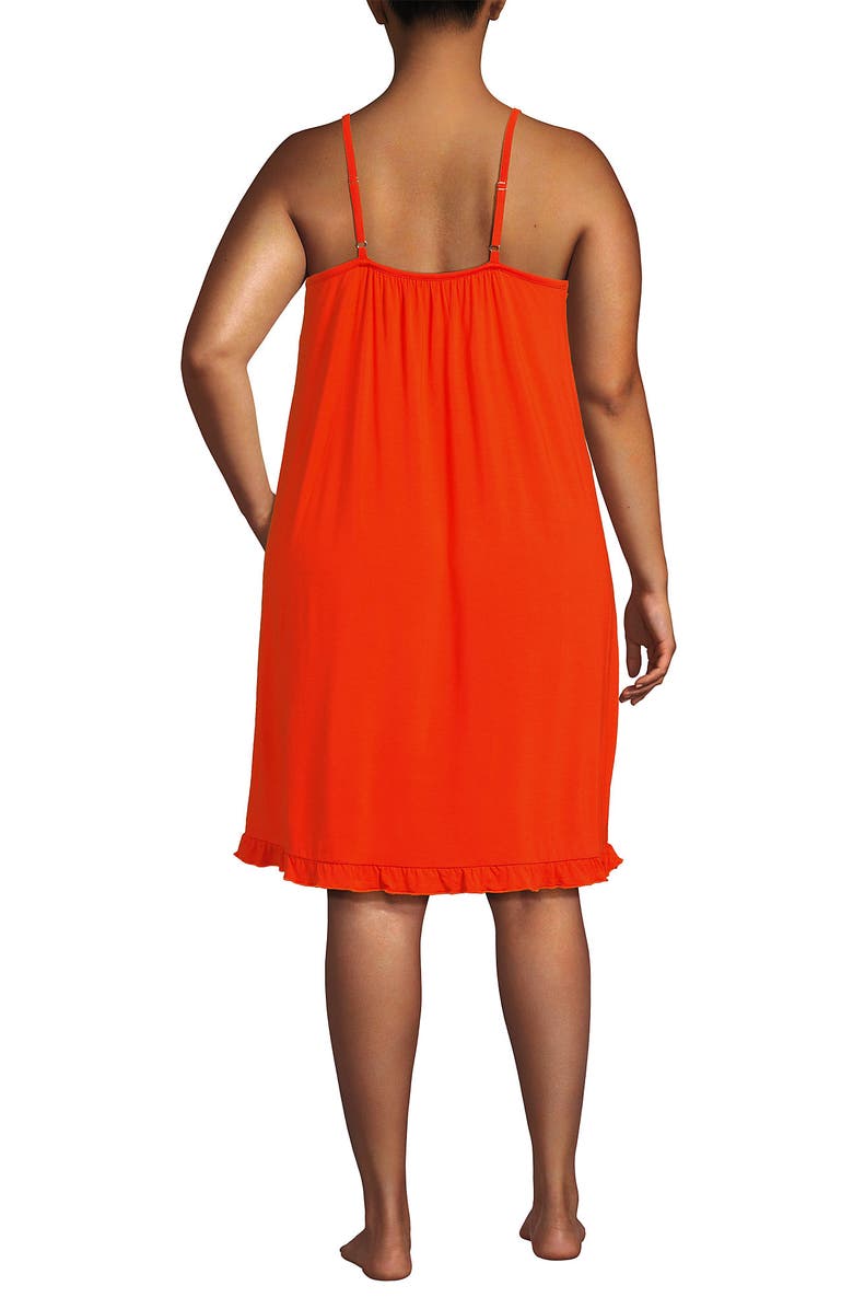 Lands' End Cooling Knee Length Slip Nightgown, Alternate, color, Vivid Tangerine