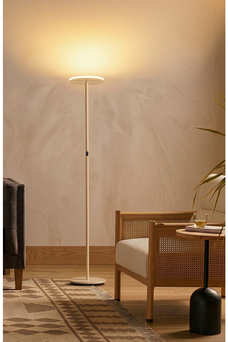 Sky 65" Modern LED Torchiere Floor Lamp with Adjustable Shade, Alternate, color, Cream