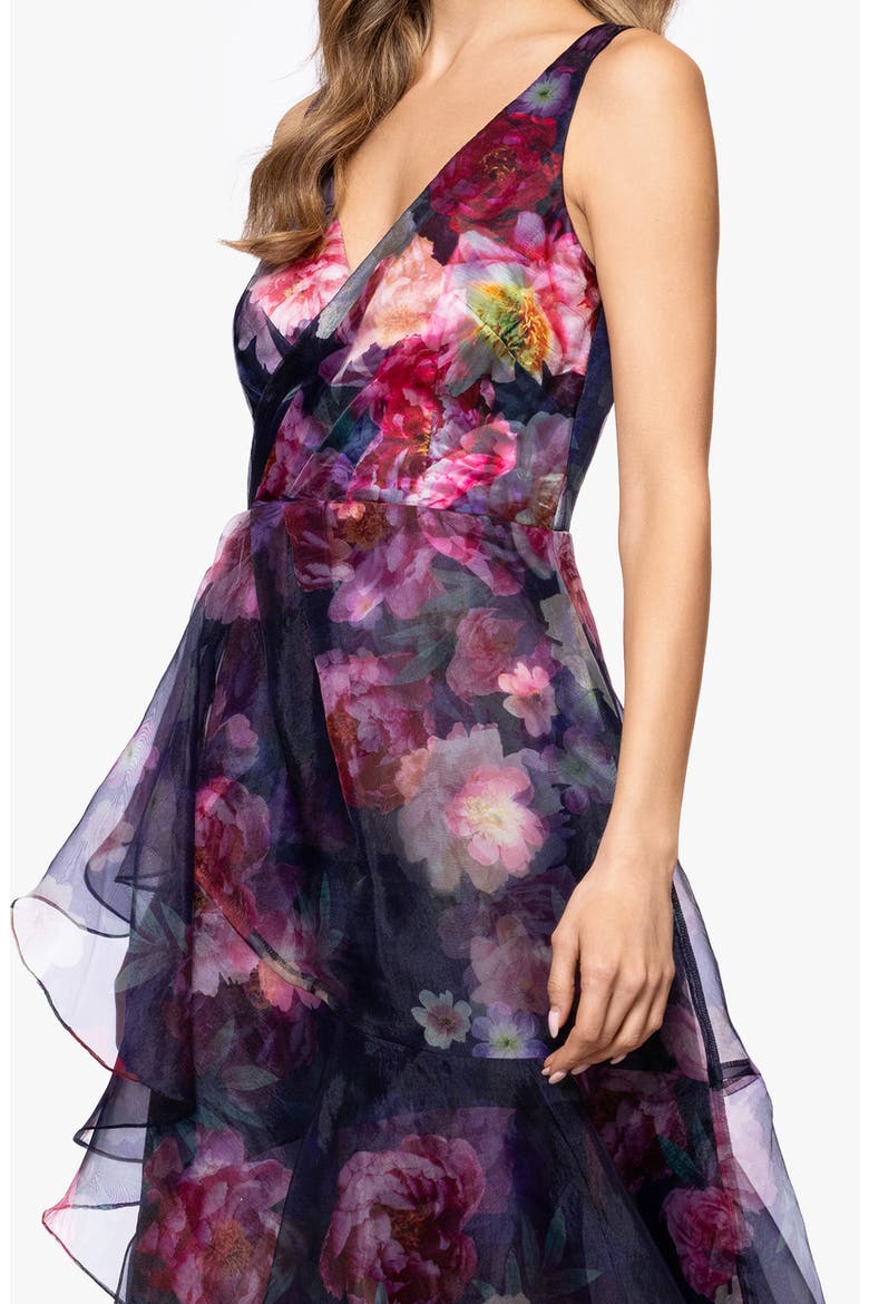 Floral Organza Gown, Alternate, color, NAVY/ MULTI