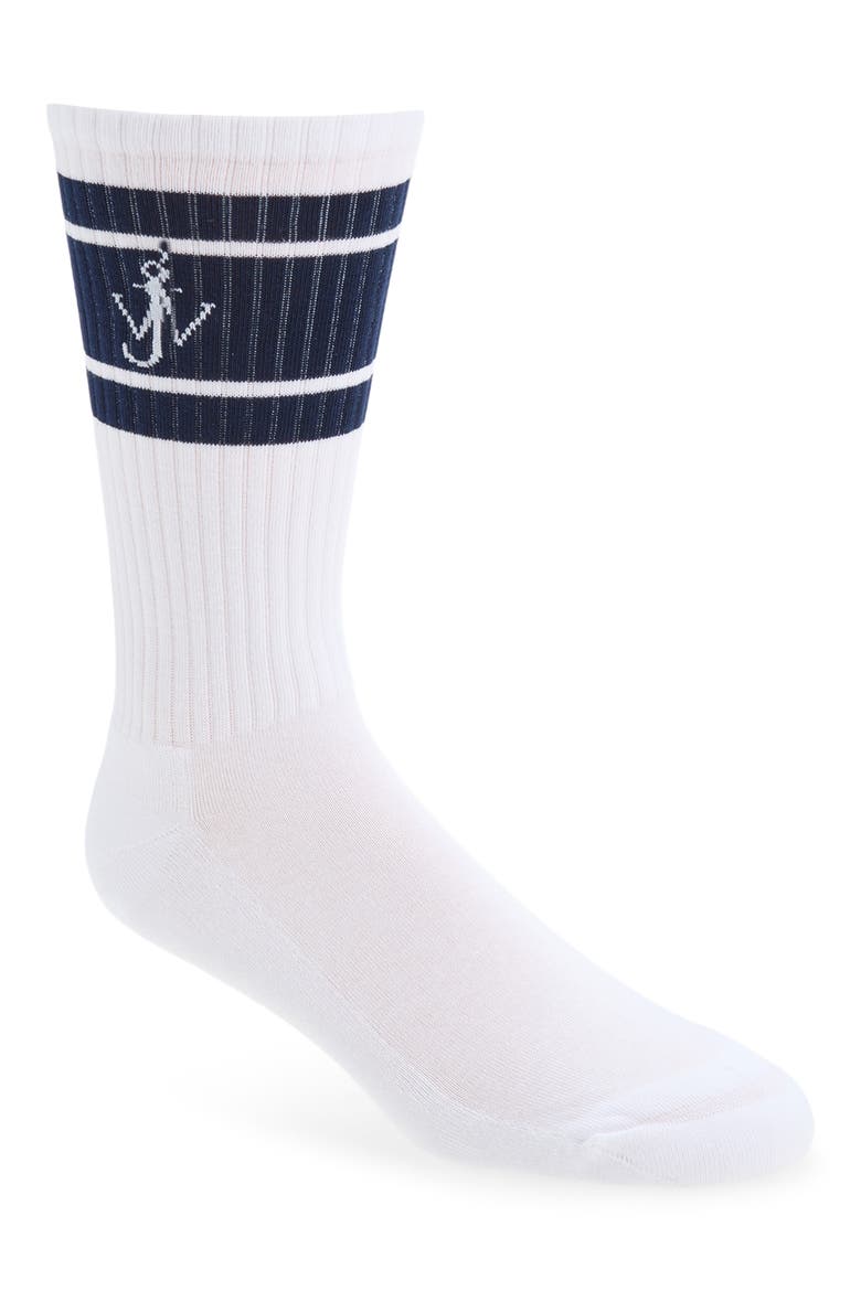 Sports Anchor Logo Crew Socks, Main, color, WHITE/ BLUE