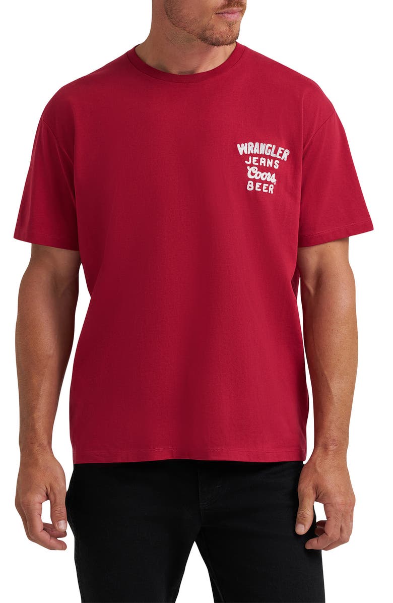 Wrangler x Coors<sup>®</sup> Embroidered Logo T-Shirt, Main, color, Banquet Red
