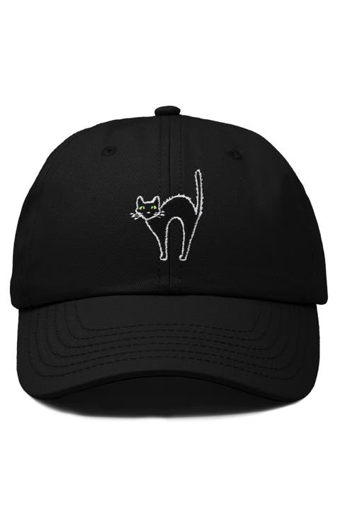 Black Cat Embroidered Casual Hat
