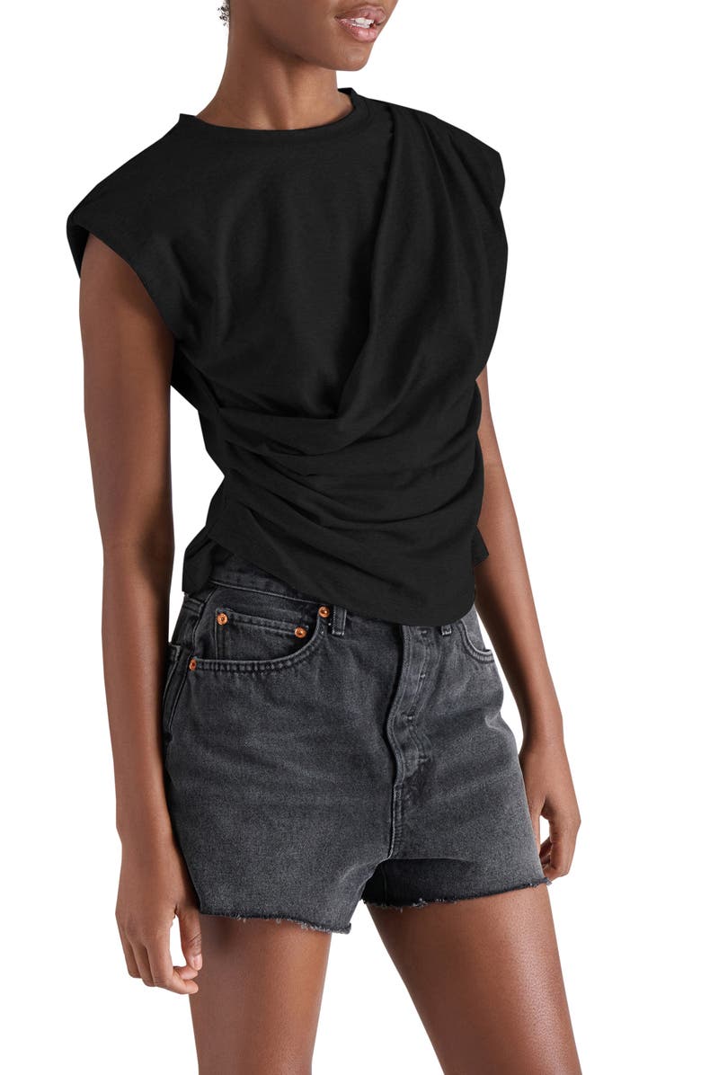 Steve Madden Draped Shoulder Pad T-Shirt, Alternate, color,