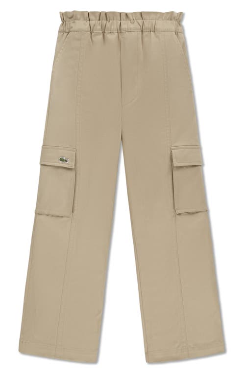 Lacoste Kids' Straight Leg Cargo Pants In Brown