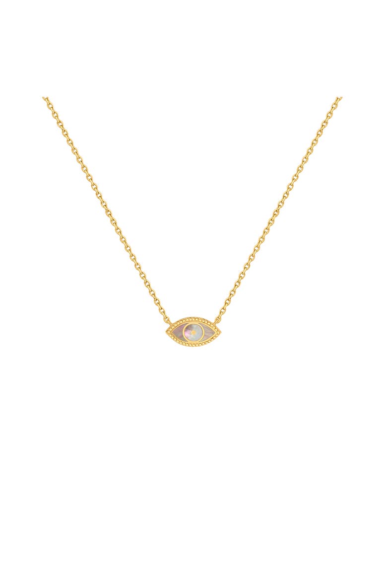 Evil Eye Mother of Pearl Women's Gold Plated Necklace - Glowing Energy, Main, color, Gold/white