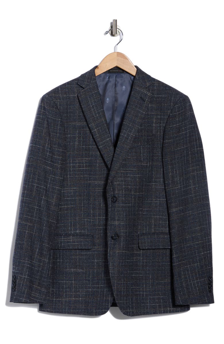 John Varvatos Star USA Plaid Knit Sport Coat, Alternate, color, Navy