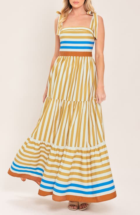Stripe Tiered Cotton Maxi Sundress