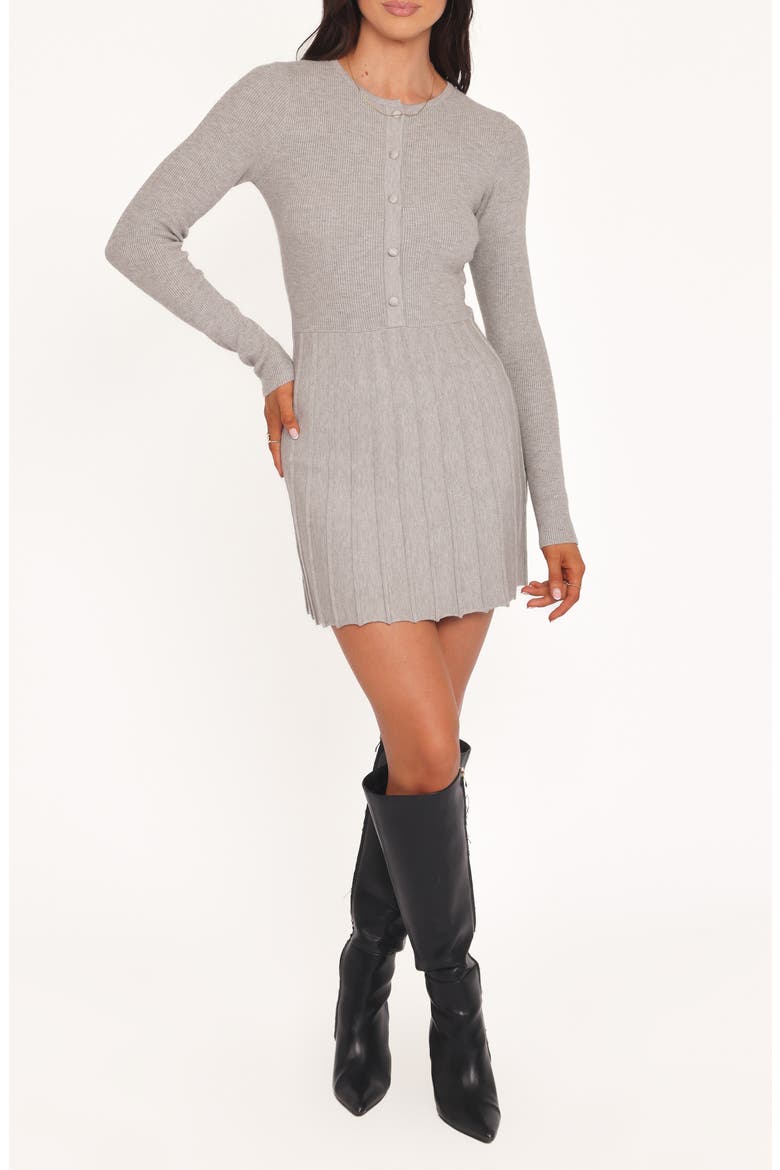 Darlina Long Sleeve Minidress, Main, color, HEATHER GREY