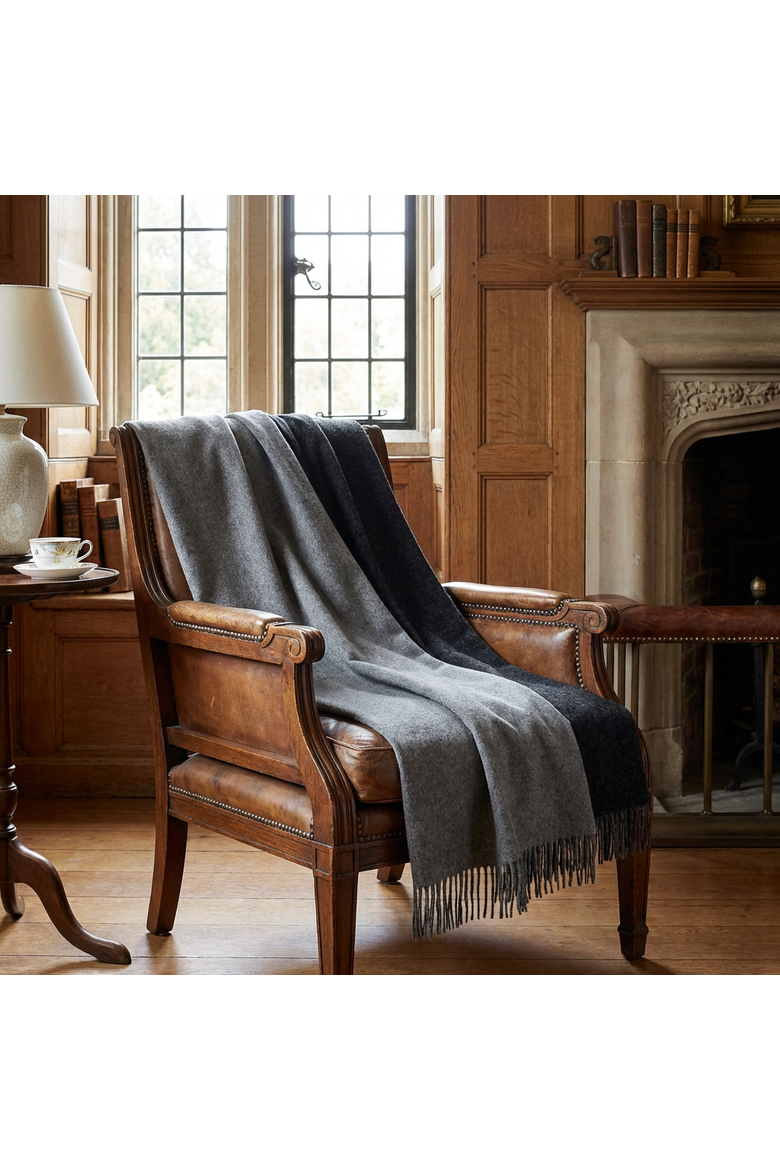 Highland Tweeds Reversible Double Cloth Throw, Alternate, color, Silver/Grey