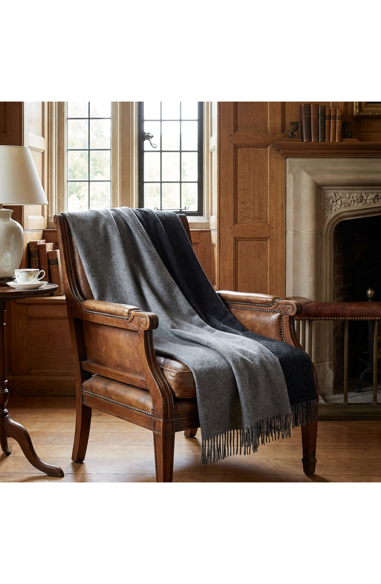 Prince of Scots Highland Tweeds Reversible Double Cloth Throw, Alternate, color, Silver/Grey