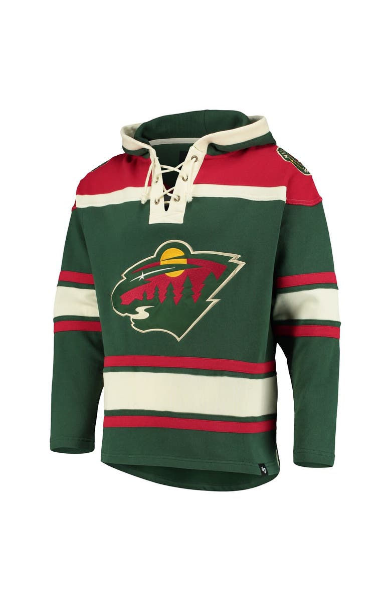 '47 Men's '47 Green Minnesota Wild Superior Lacer Pullover Hoodie, Alternate, color, 