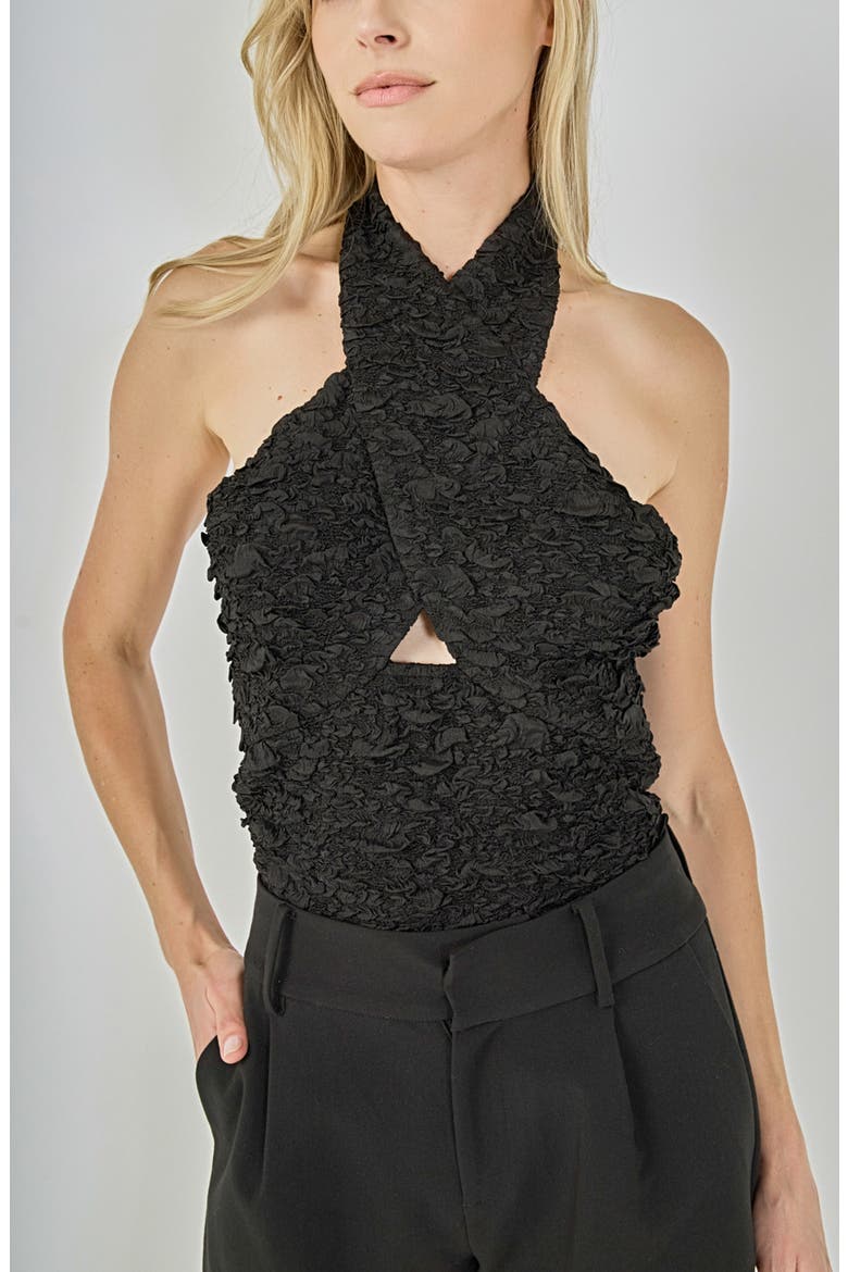 Stretchy Halter Top, Alternate, color, BLACK