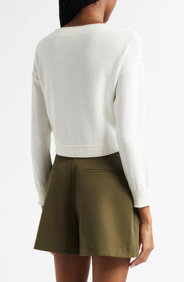 L'AGENCE Nopal Off the Shoulder Crop Cardigan, Alternate, color, Ivory/ Gold