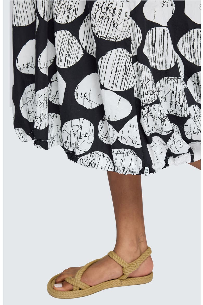 Selenea Printed Balloon Dress, Alternate, color, Black Print