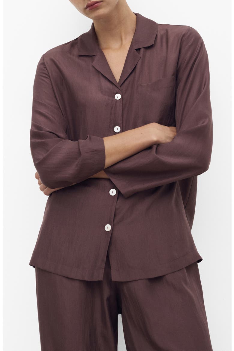 Silk Pajama Shirt, Main, color, BLACKBERRY