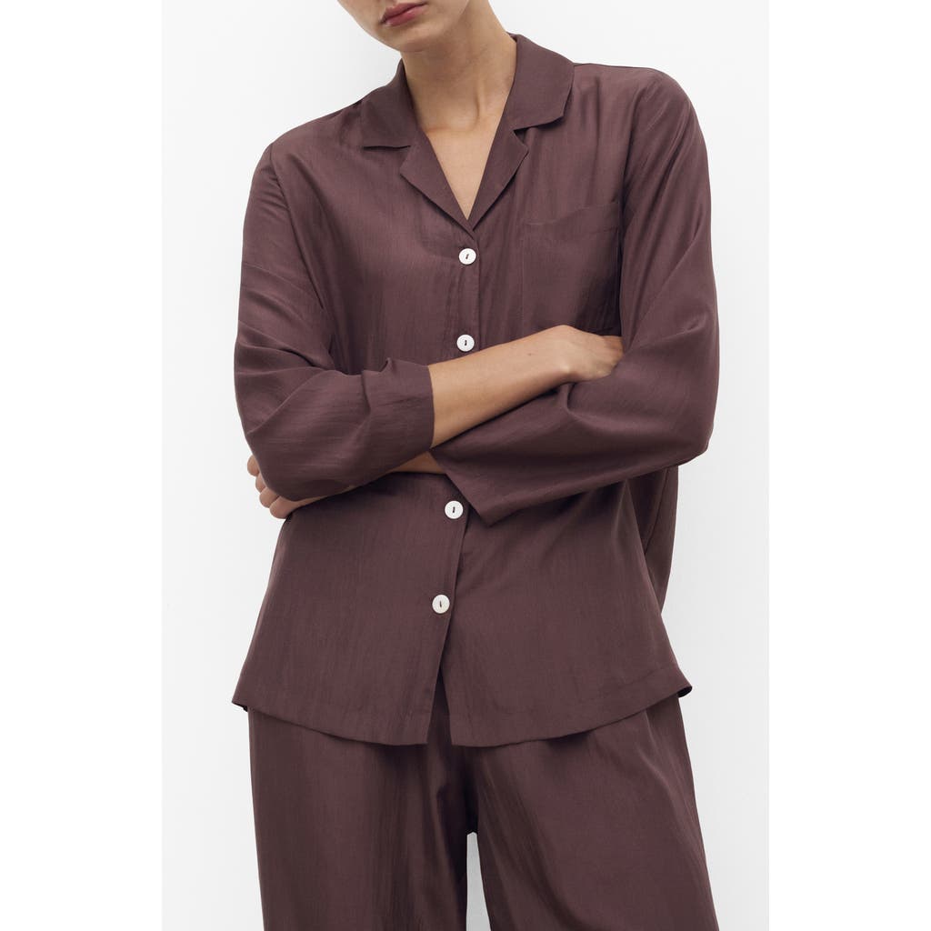 Mango Silk Pajama Shirt In Purple