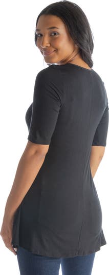 売れ筋商品|||２４セブンコンフォート カットソー トップス レディース Petite Elbow Sleeve Swing Crew Neck Tunic Top Purple 24seven Comfort Apparel Petites Elbow Sleeve Swing Tunic Top