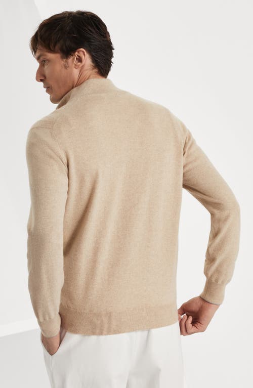 Brunello Cucinelli Cashmere Half-zip Sweater In Brown