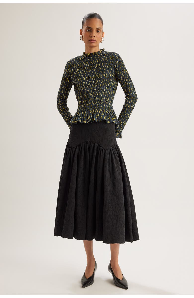 Merlette Norra Print Top, Alternate, color, Lemon Navy Floral Print