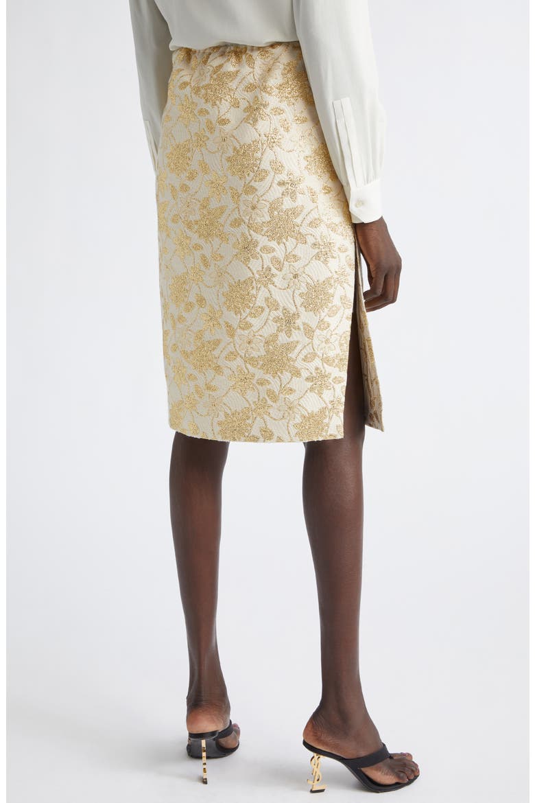 Brocade Pencil Skirt, Alternate, color, IVOIRE OR