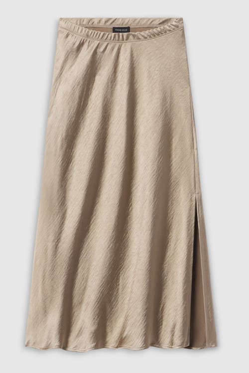 Franne Golde Bias Cut Satin Midi Skirt With Side Slit
