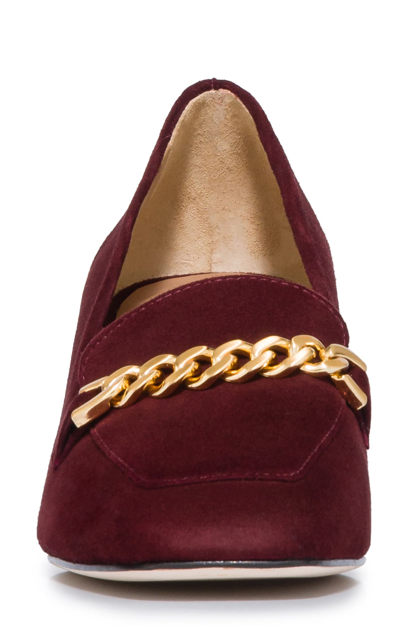 Bernardo Footwear Avery Chain Loafer, Alternate, color, Aubergine Kid Suede