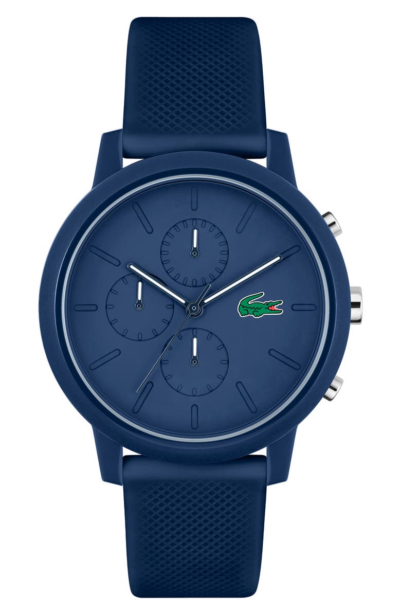 Lacoste 12.12 Chronograph Silicone Strap Watch, 44mm, Main, color, 