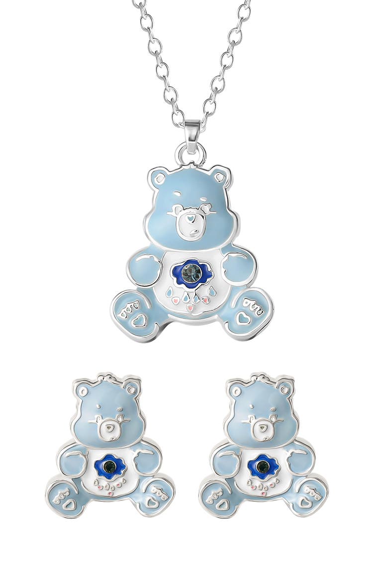 Care Bears® Cubic Zirconia & Enamel Charm Bracelet & Stud Earrings Set, Main, color, BLUE AND WHITE