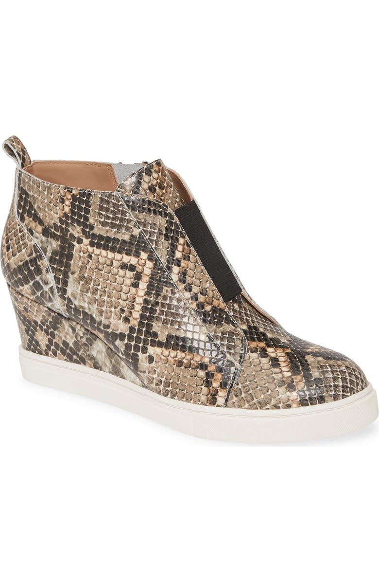 Linea Paolo Felicia III Wedge Sneaker, Main, color, White/ Black/ Brown Leather