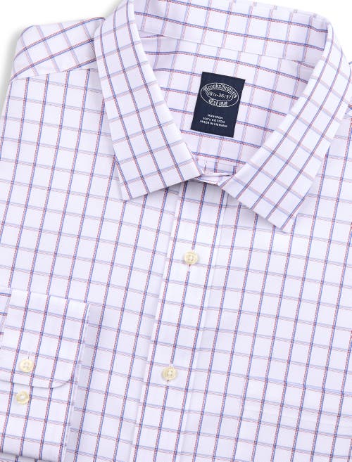 B+t Essentials Fit By Dxl Big & Tall Non-iron Windowpane Dress Shirt In Purple