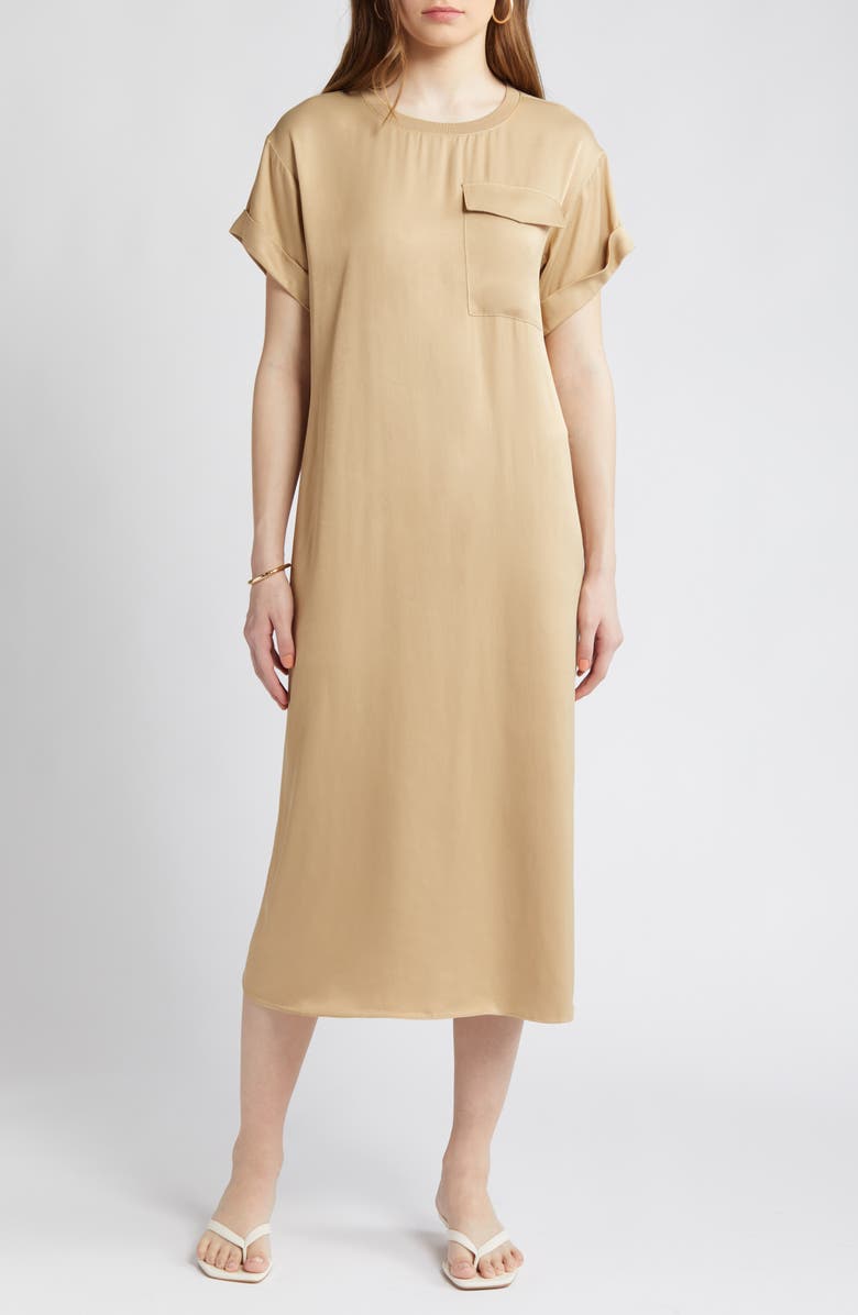 Nordstrom Satin T-Shirt Dress, Main, color,