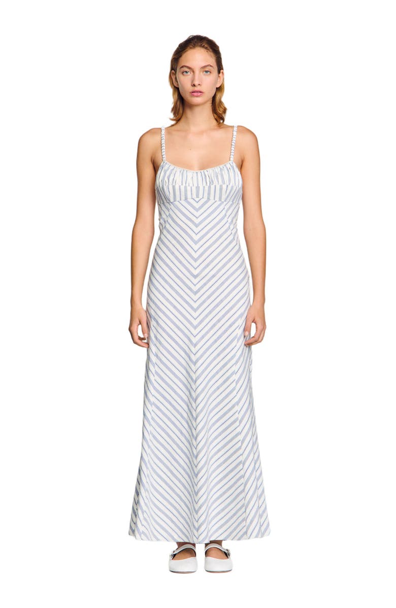 SANDRO Stripy maxi dress with straps, Main, color, 
