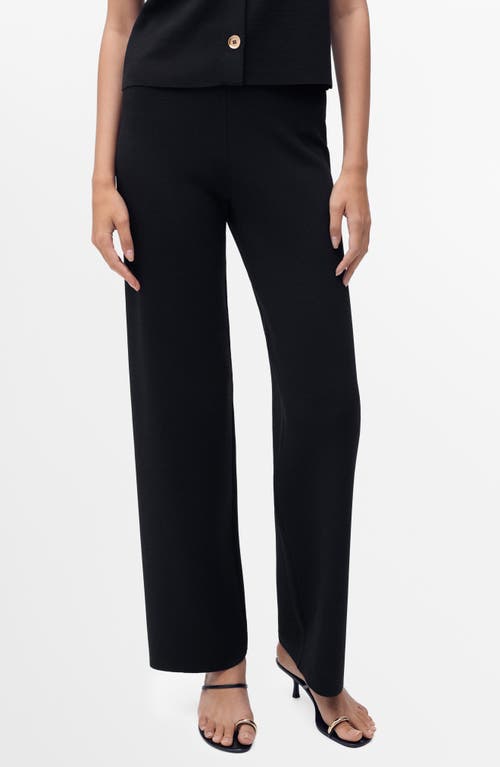 Mango Straight Leg Knit Pants In Black
