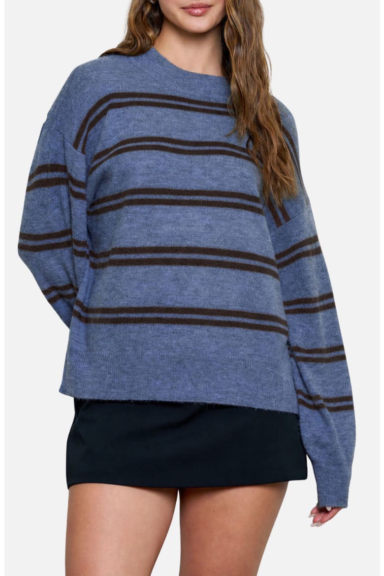 Stripe Crewneck Sweater, Main, color, DUSTY BLUE