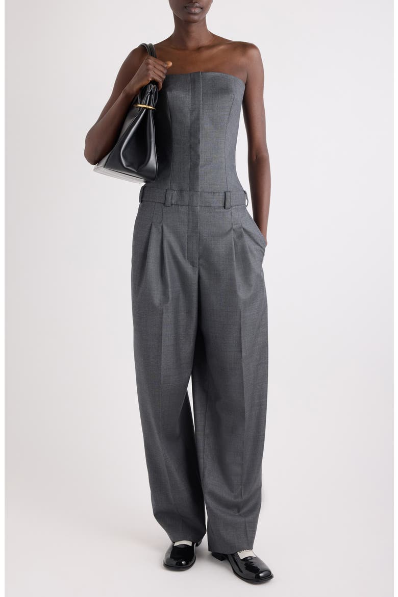 Tailored Wool Bustier Jumpsuit, Alternate, color, 067-GREY MIX