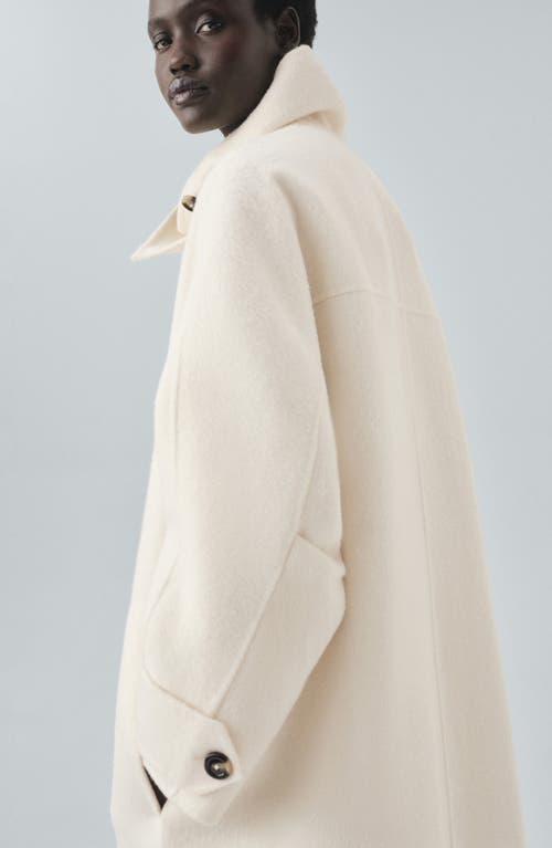Mango Stand Collar Wool Blend Coat In Neutral