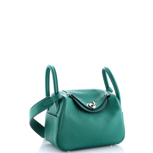 Pre-owned Hermes Hermes Lindy Bag Clemence Mini In Green