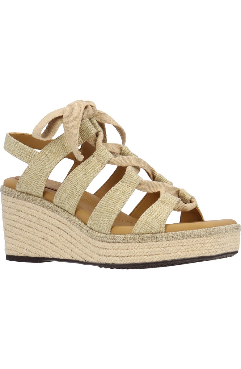 J. Reneé Garlynn Lace-Up Platform Wedge Sandal - Wide Width Available, Main, color, Tan
