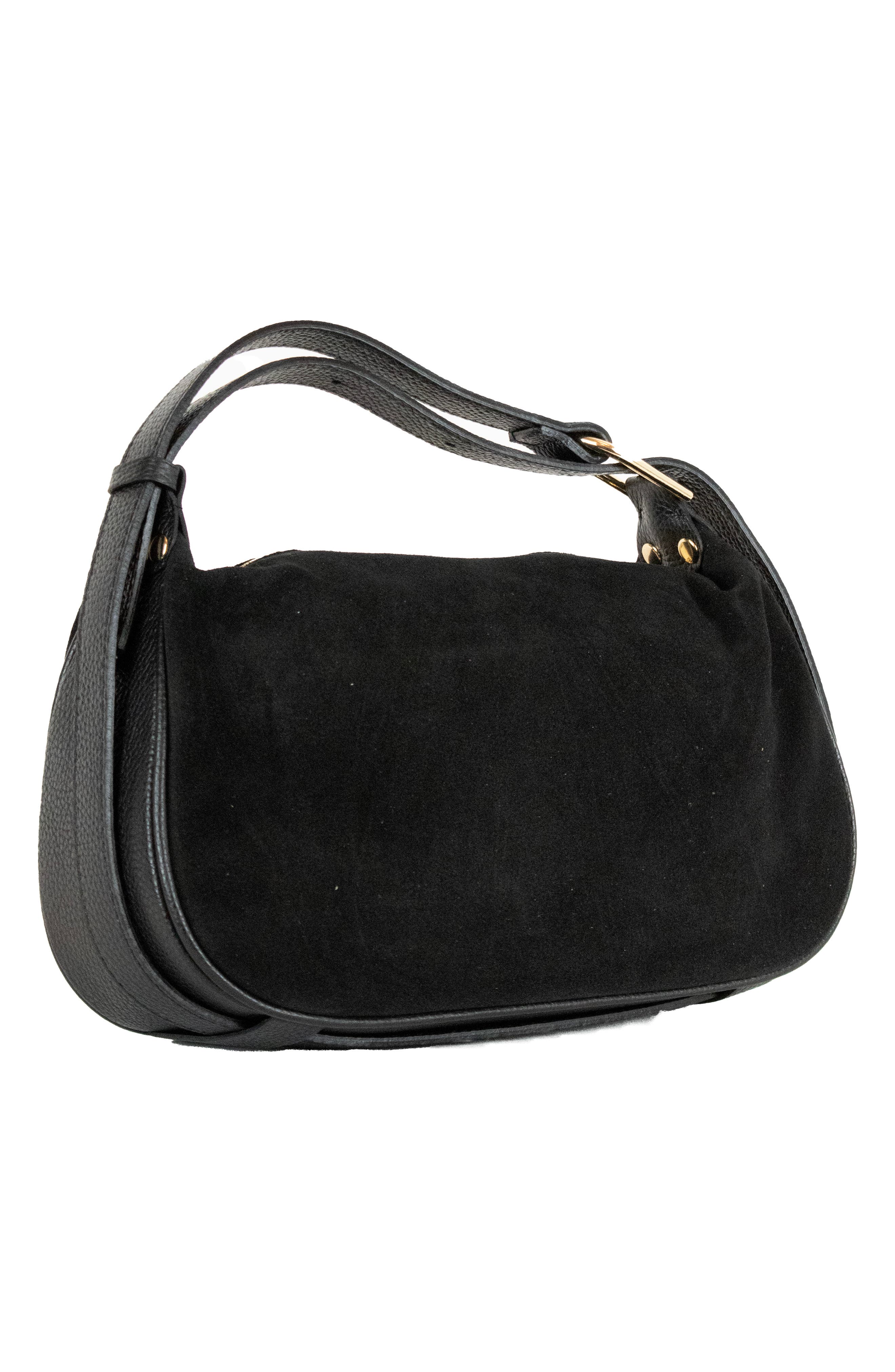 Persaman New York Lana Suede Shoulder Bag, Alternate, color, Black