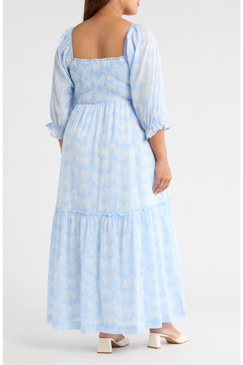 Aubry Butterfly Smocked Maxi Dress, Alternate, color, BLUE/ WHITE