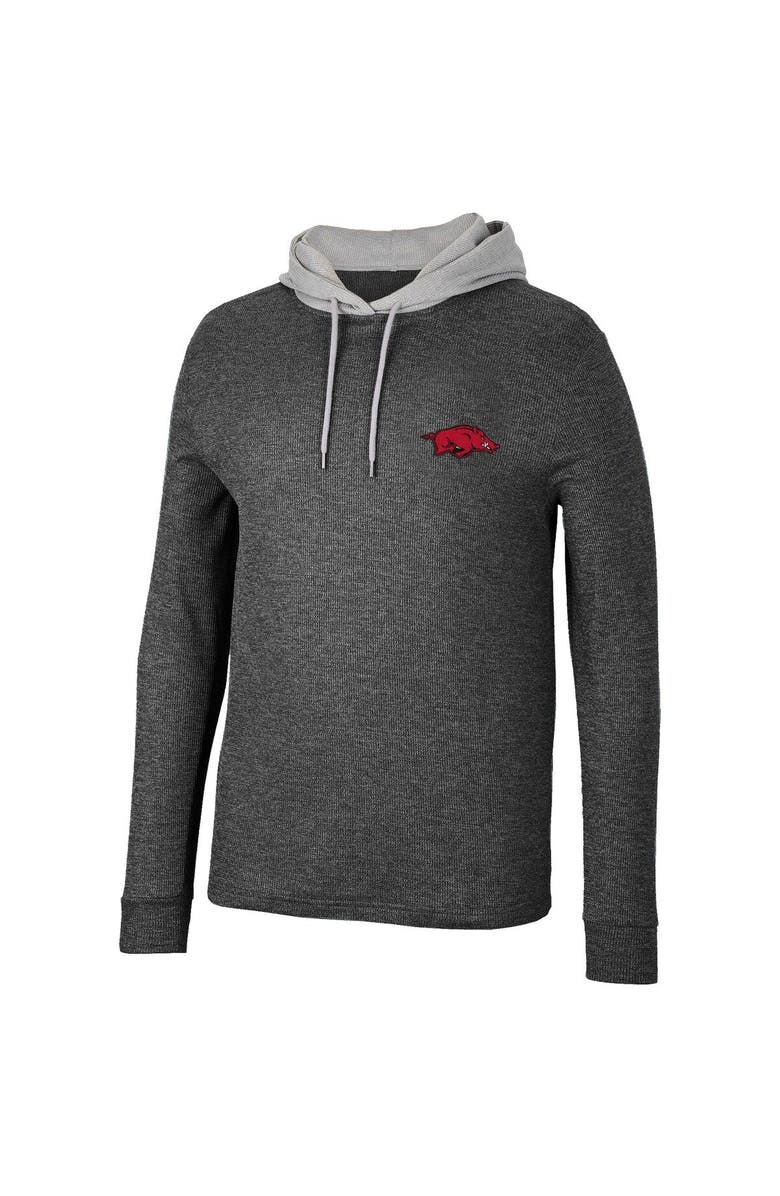 COLOSSEUM Men's Colosseum Black Arkansas Razorbacks Ballot Waffle-Knit Thermal Long Sleeve Hoodie T-Shirt, Alternate, color, Black